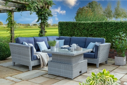 Byron Rattan Garden Corner Sofa Set with Adjustable Coffee Table