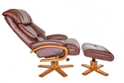 Nice Leather Swivel Recliner Chair & Footstool