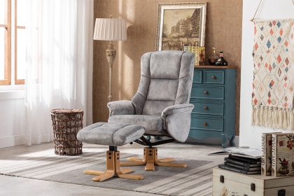 Florida Festival Fabric Swivel Recliner & Stool