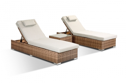Creole Set of 2 Sun Loungers and Side Table
