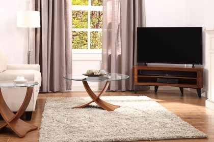 Siena Glass Lamp Table - Walnut