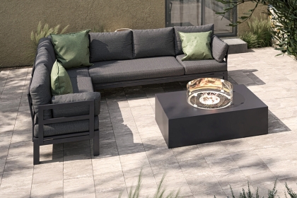 Maze Oslo Aluminium Corner Group with Rectangular Gas Fire Pit Table in Charcoal