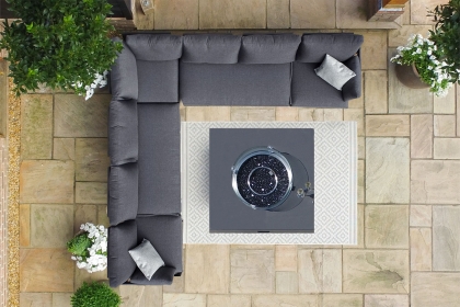 Oslo Aluminium Large Corner Group with Square Gas Fire Pit Table in Charcoal
