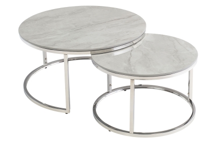 Houston Round Coffee Table Set in Vilas Grey Houston Round Coffee Table Set in Vilas Grey