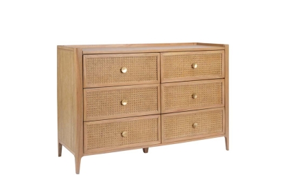 Java Rattan 6 Drawer Wide Chest of Drawers