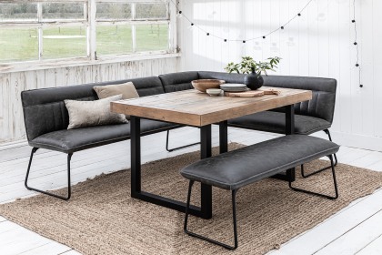 Nixon Reclaimed Wood 135cm Dining Table Set with Cooper Corner Bench & Low Bench in Grey