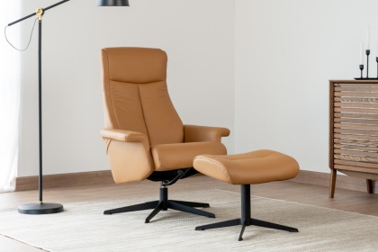 G Plan Ergoform Lukas Leather Chair & Stool