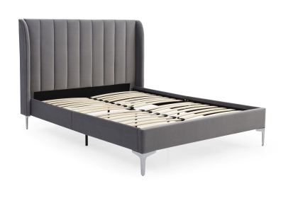 Aviary Upholstered Bed Frame in Grey Velvet