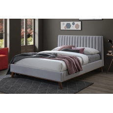New York Upholstered Velvet Bed Frame in Light Grey