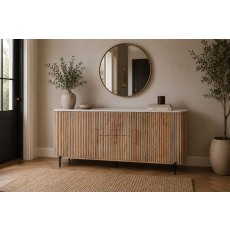 Reed Mango Wood & Marble Wide Sideboard