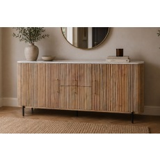 Reed Mango Wood & Marble Wide Sideboard