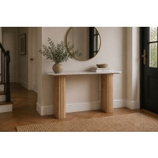 Reed Mango Wood & Marble Console Table
