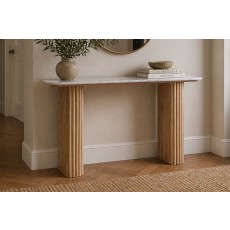 Reed Mango Wood & Marble Console Table