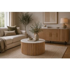 Reed Mango Wood & Marble Coffee Table