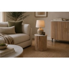 Reed Mango Wood & Marble Lamp Table