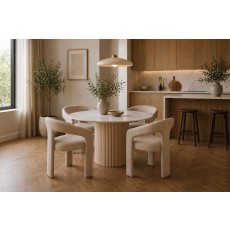 Reed Mango Wood & Marble 120cm Round Dining Table