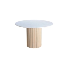 Rufus Reeded Mango Wood & Marble 120cm Round Dining Table