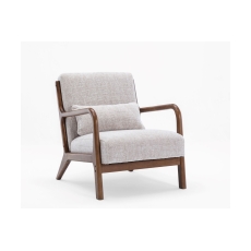 Imogen Natural Woven Chenille Chair with Dark Wood Frame