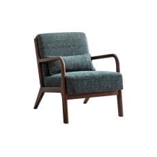Imogen Green Woven Chenille Chair with Dark Wood Frame