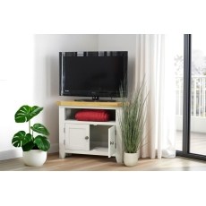 Cotswold Grey Painted Oak Corner TV Stand Cotswold Grey Painted Oak Corner TV Stand