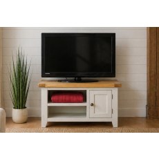 Cotswold Grey Painted Oak Small TV Stand 91cm Wide