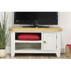 Cotswold Grey Painted Oak Small TV Stand 91cm Wide Cotswold Grey Painted Oak Small TV Stand 91cm Wide