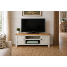 Cotswold Grey Painted Oak Large TV Stand 120cm Wide