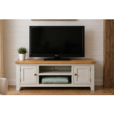 Cotswold Grey Painted Oak Large TV Stand 120cm Wide