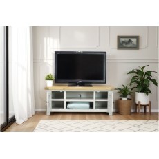 Cotswold Grey Painted Oak Large TV Stand 120cm Wide Cotswold Grey Painted Oak Large TV Stand 120cm Wide