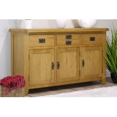 Cotswold Rustic Oak Large 3 Door Sideboard - 137cm Wide