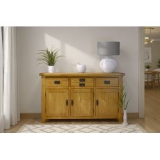 Cotswold Rustic Oak Large 3 Door Sideboard - 137cm Wide