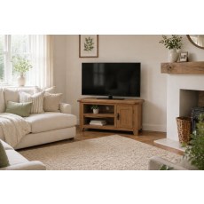 Cotswold Rustic Oak Small TV Stand 91cm Wide