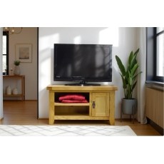 Cotswold Rustic Oak Small TV Stand 91cm Wide