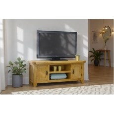 Cotswold Rustic Oak Large TV Stand 120cm Wide