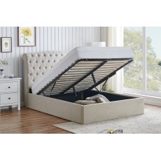 Rosalie Fabric Ottoman Storage Bed Frame in Natural