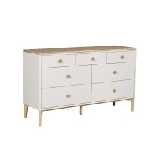 Vida Living Marlow Wide Chest of 7 Drawers in Cashmere Oak and Taupe