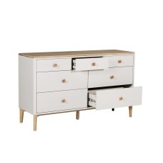 Vida Living Marlow Wide Chest of 7 Drawers in Cashmere Oak and Taupe
