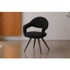 Jasmine Boucle Fabric Black Dining Chair (Pair)