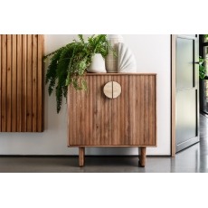 Eden Mango Wood Highboard with Travertine Gold Handles Eden Mango Wood Highboard with Travertine Gold Handles