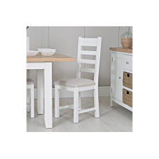 Eton Painted White Oak Ladder Back Dining Chair with Fabric Seat