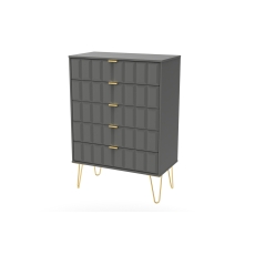 5 Drawer Wide Chest of Drawers with Cube Panel Design