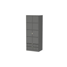 2 Door 2 Drawer Wardrobe with Cube Panel Design