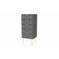5 Drawer Chest of Drawers with Cube Panel Design