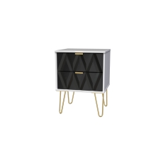 2 Drawer Bedside Table with Diamond Panel Design