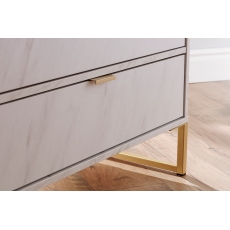 Double 2 Drawer Midi Bedside Table in Marble or Pewter Finish