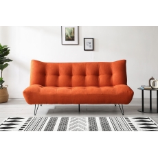 Lucy Click Clack Orange Sofa Bed with Deep Tufting