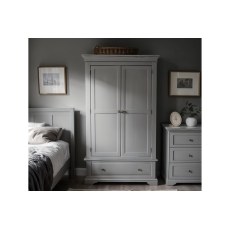 Providence Painted Grey Double Wardrobe with Storage Drawer