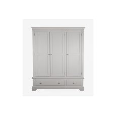 Providence Painted Grey Triple Wardrobe with Storage Drawers