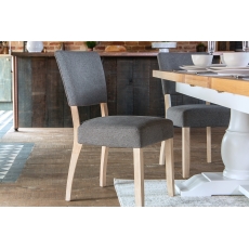 Classic Farmhouse Fabric Dining Chair in Grey