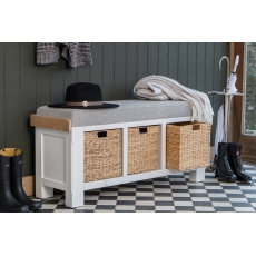 Classic Farmhouse Large Hall Bench Soft White